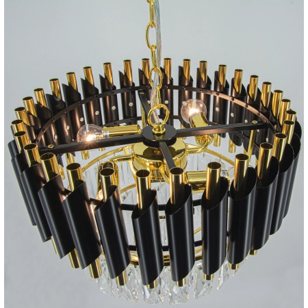 Żyrandol metalowy złoto-czarny z kryształami 40cm 6260/4 z serii TOLEDO - Lampy Elem